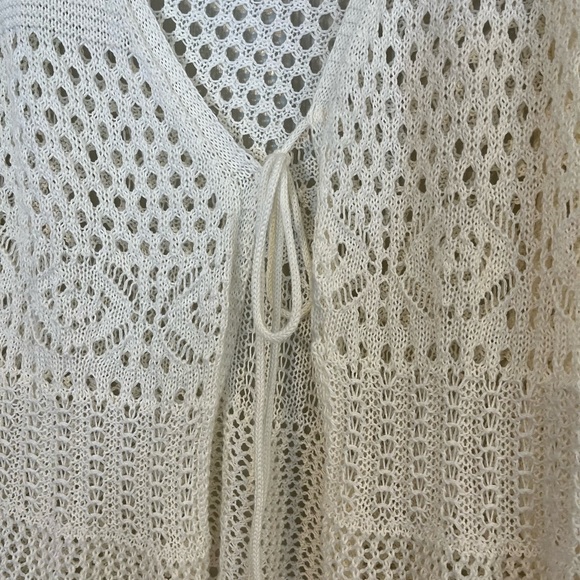Cream Open-Knit Crochet Women's Cardigan Small - Picture 6 of 8